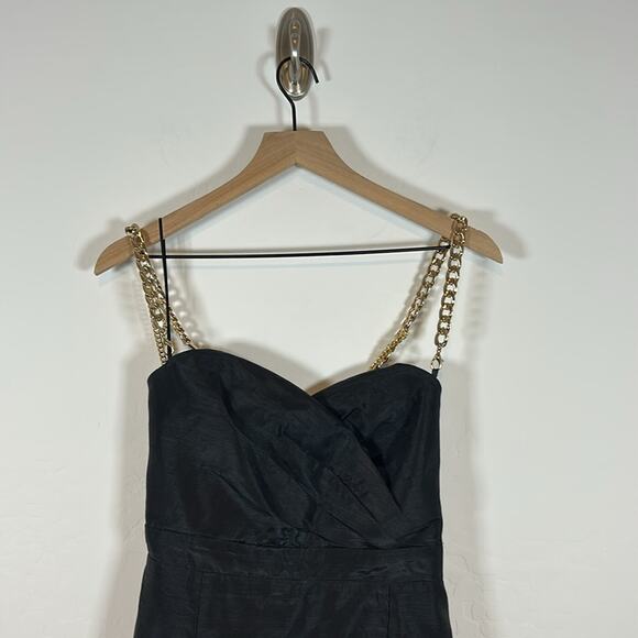 ALIEVA DULCE DUPIONI MAXI GOLD CHAIN DRESS (BLACK) Size L - Picture 9 of 13